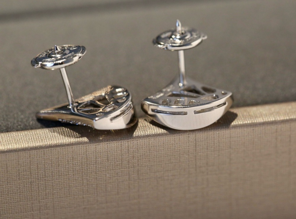 BVLGARI DIVAS' DREAM FULL PAVE DIAMOND WHITE GOLD STUD EARRINGS