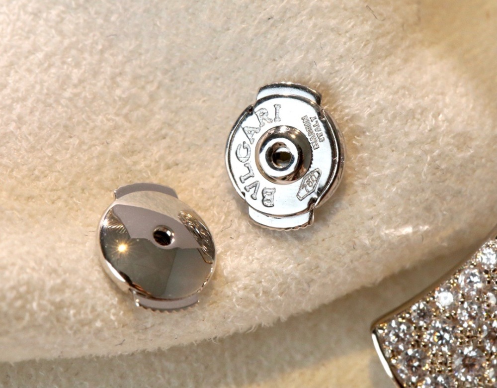 BVLGARI DIVAS' DREAM FULL PAVE DIAMOND WHITE GOLD STUD EARRINGS