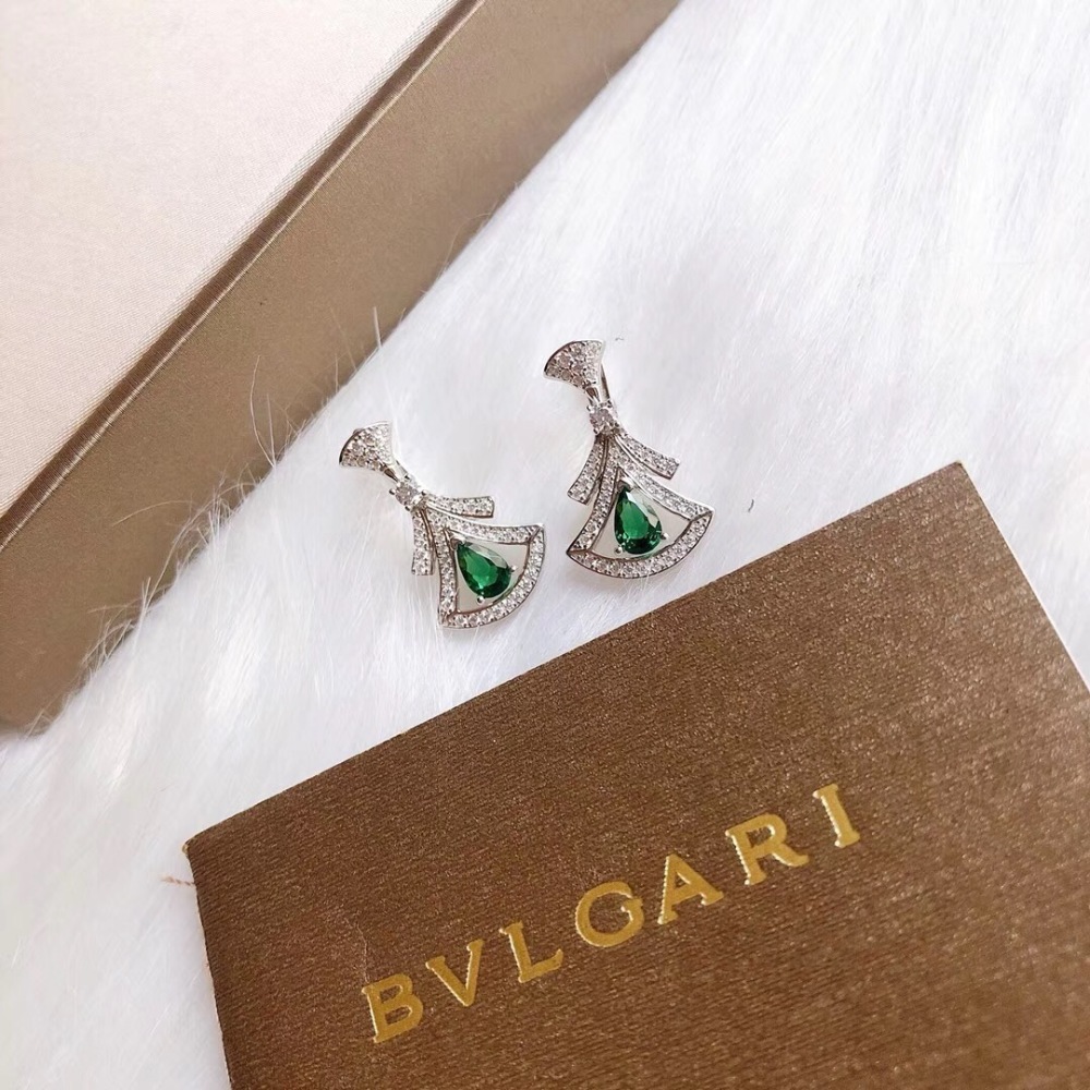 BVLGARI DIVAS' DREAM EMERALD DIAMOND DROP EARRINGS