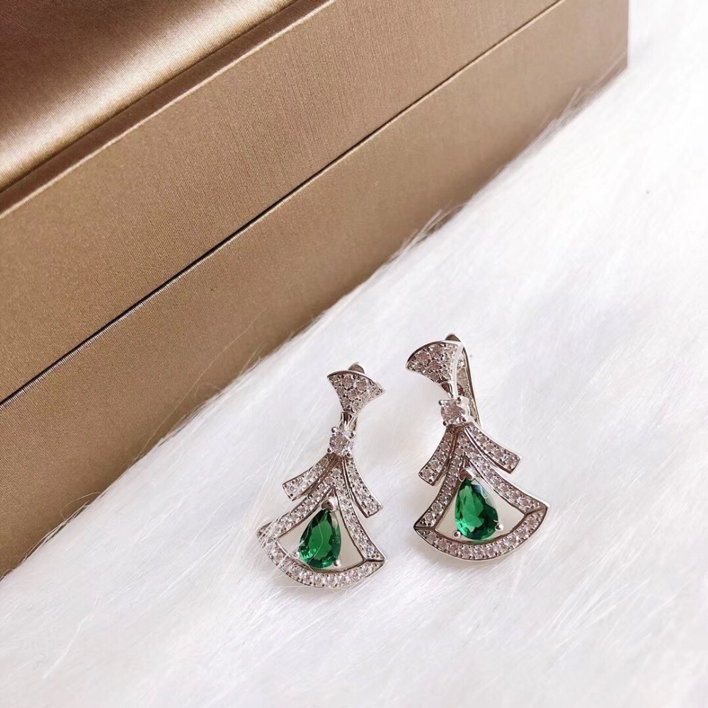BVLGARI DIVAS' DREAM EMERALD DIAMOND DROP EARRINGS