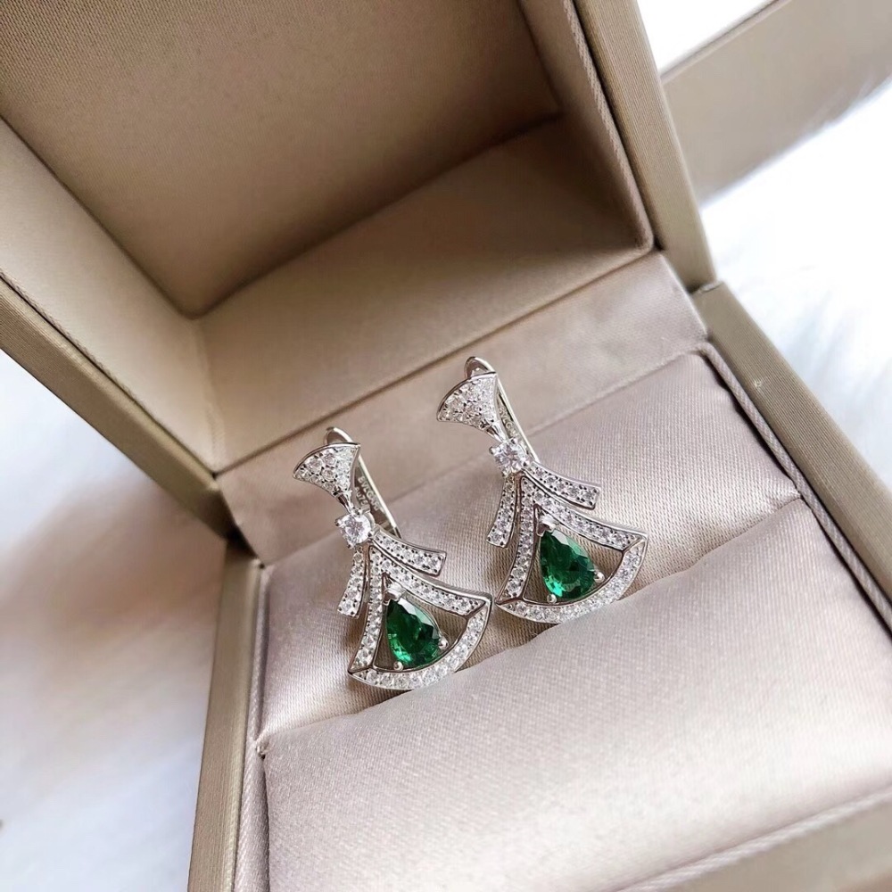 BVLGARI DIVAS' DREAM EMERALD DIAMOND DROP EARRINGS