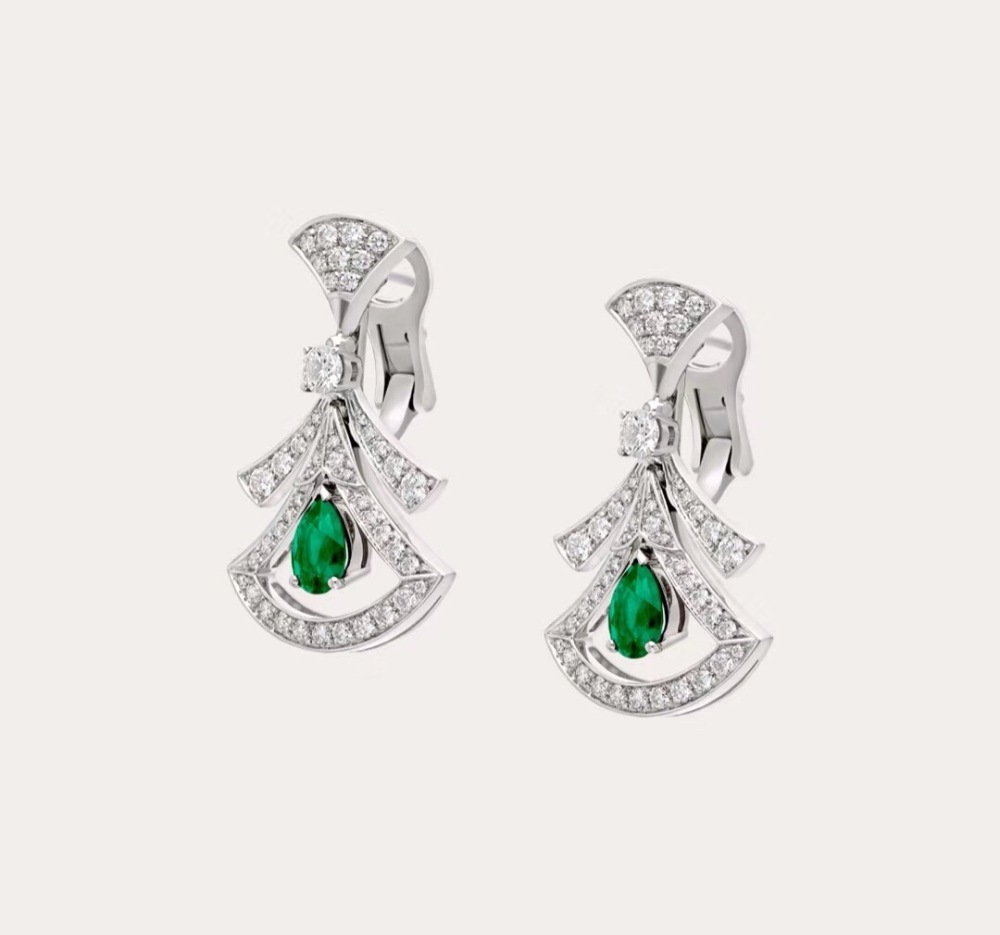 BVLGARI DIVAS' DREAM EMERALD DIAMOND DROP EARRINGS
