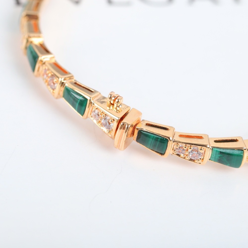 BVLGARI SERPENTI ROSE GOLD MALACHITE DIAMOND BANGLE