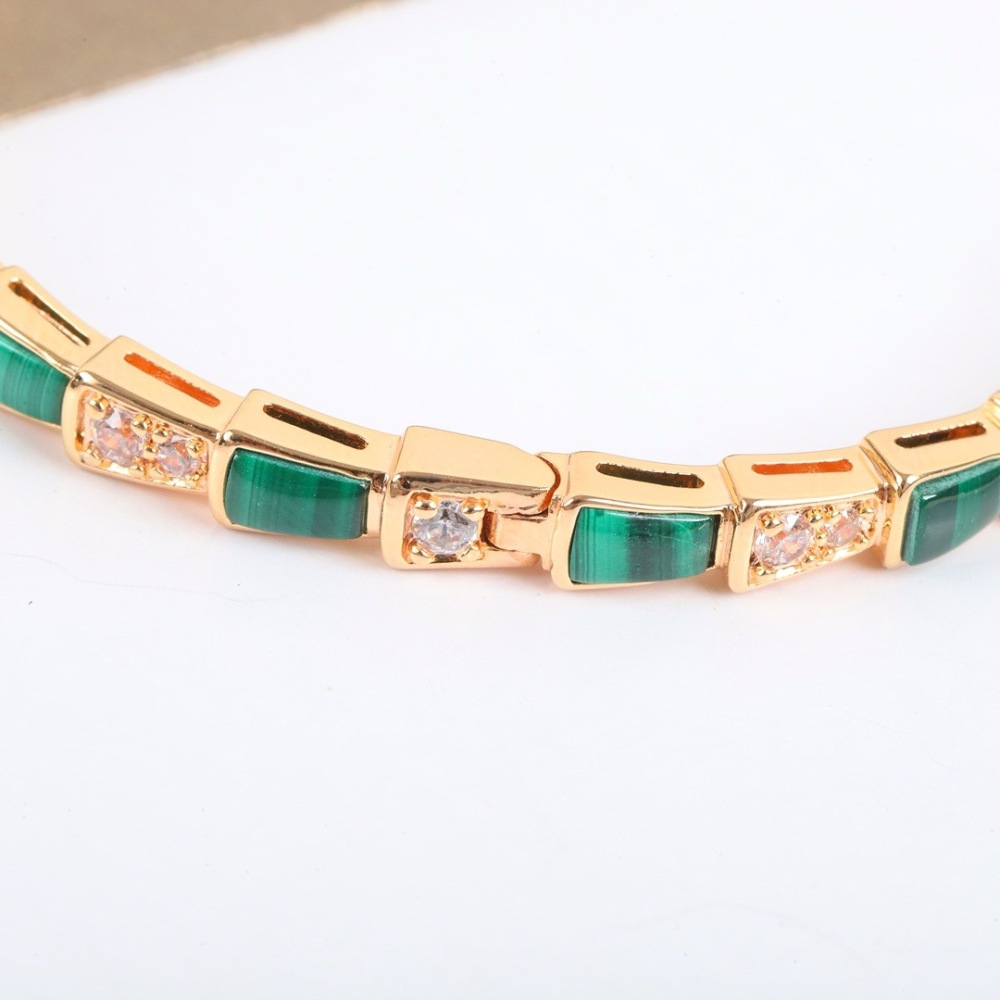 BVLGARI SERPENTI ROSE GOLD MALACHITE DIAMOND BANGLE
