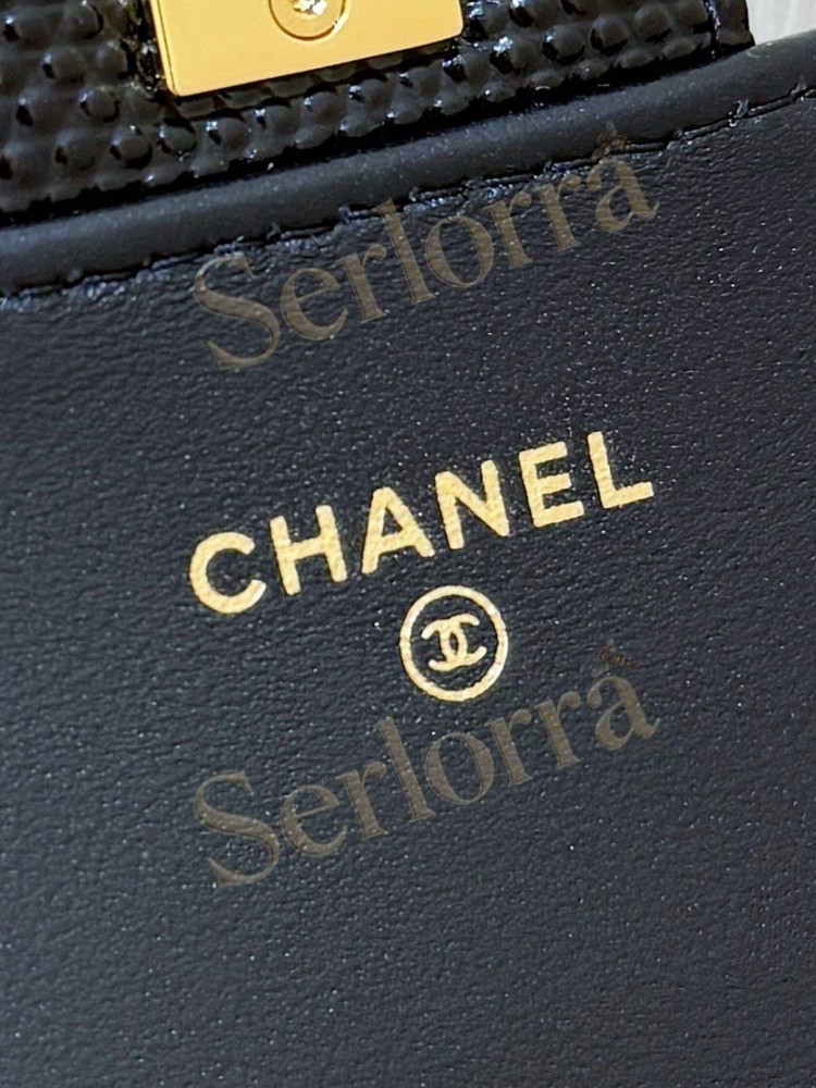 CHANEL MASTER FLAP BAG BLACK LIZARD EMBOSSED CALFSKIN TOP HANDLE CLUTCH GOLD HARDWARE