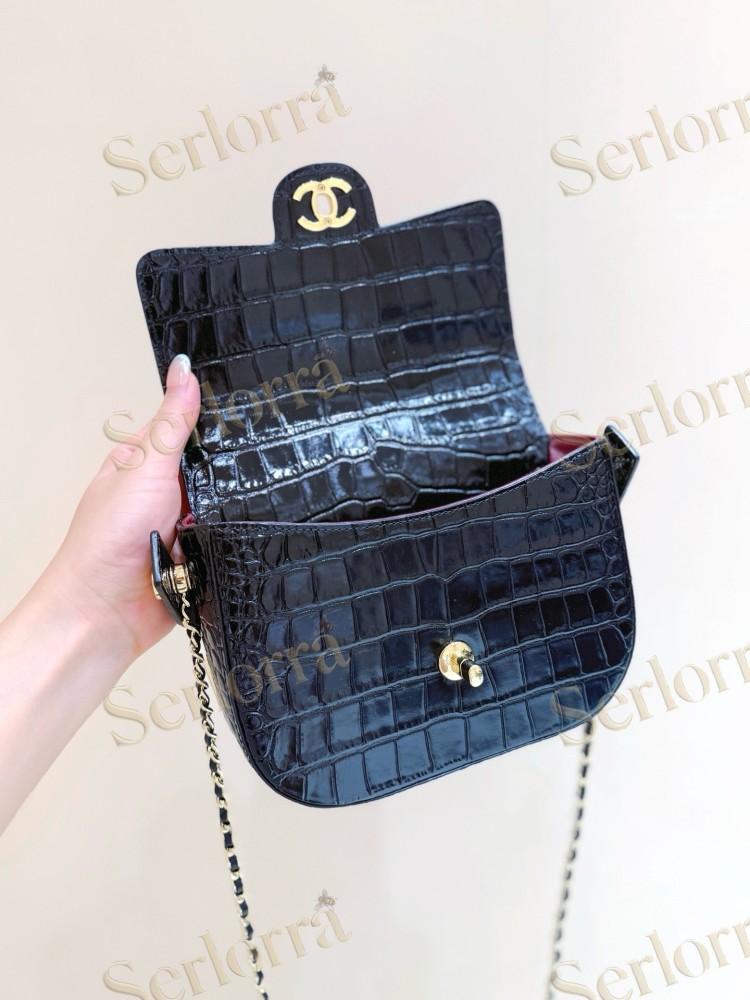 CHANEL MASTER BLACK CROCODILE NUOVA IMPALA FLAP BAG