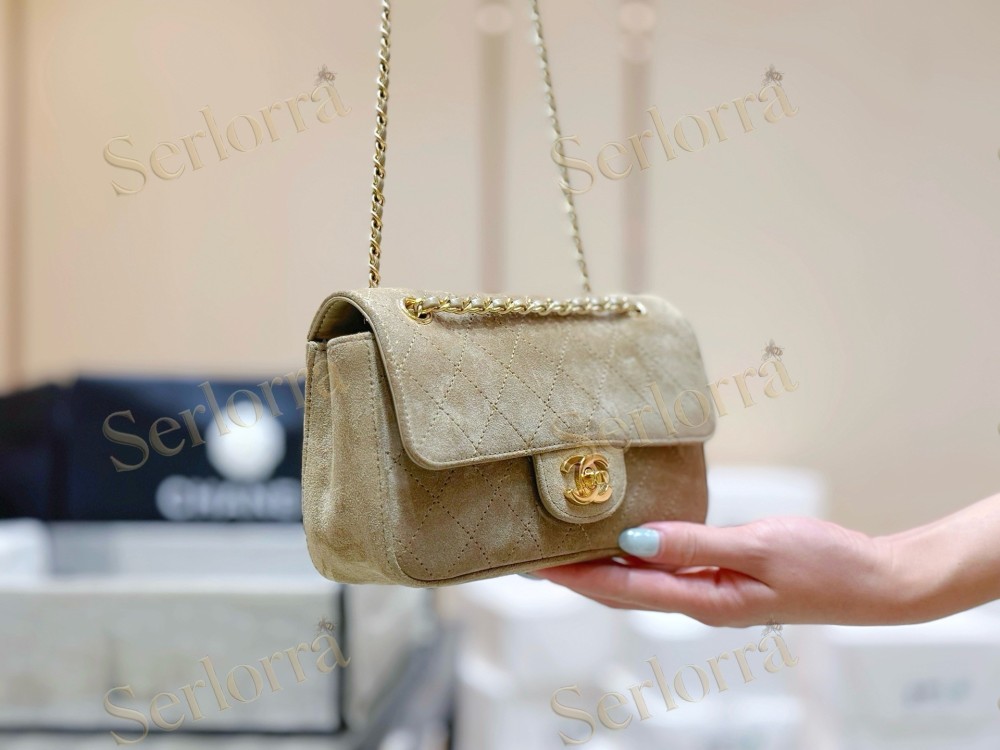 CHANEL MASTER BEIGE SUEDE QUILTED FLAP SHOULDER BAG GOLD HARDWARE