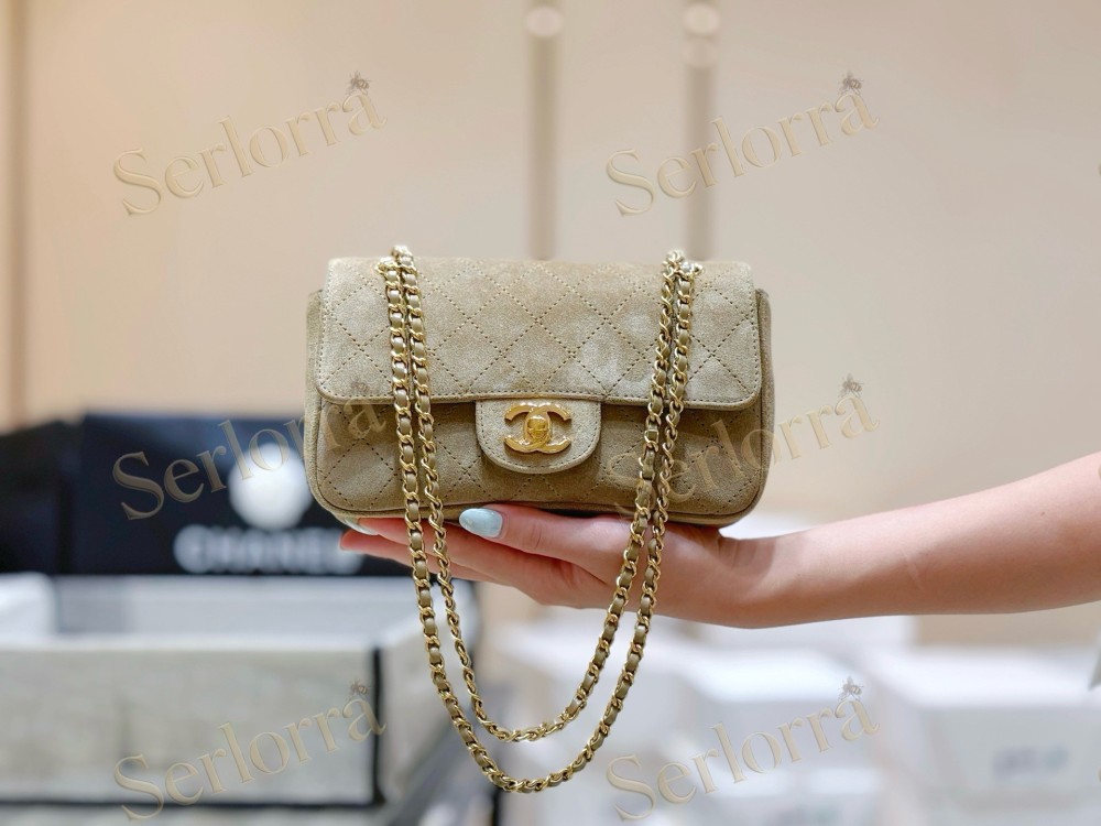 CHANEL MASTER BEIGE SUEDE QUILTED FLAP SHOULDER BAG GOLD HARDWARE