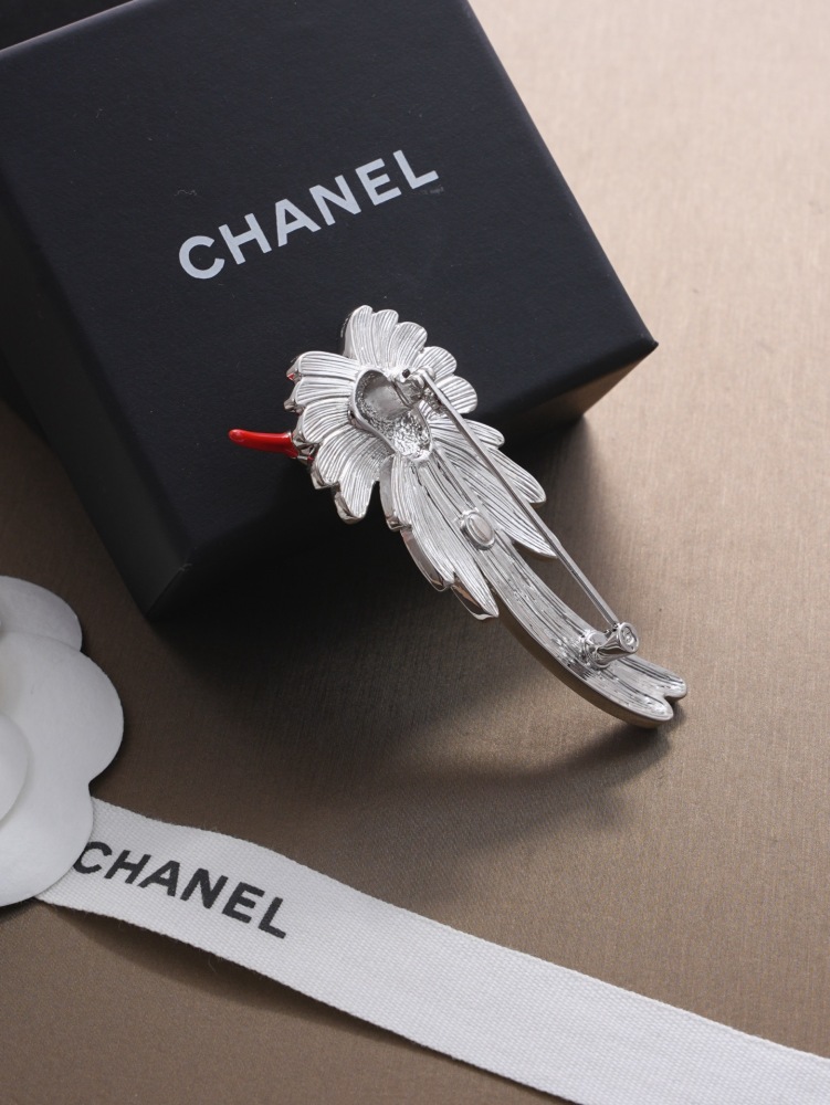 CHANEL ENAMEL BIRD SHAPED BROOCH WITH CRYSTALS