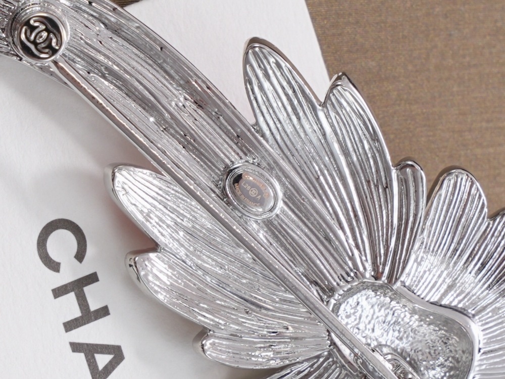 CHANEL ENAMEL BIRD SHAPED BROOCH WITH CRYSTALS