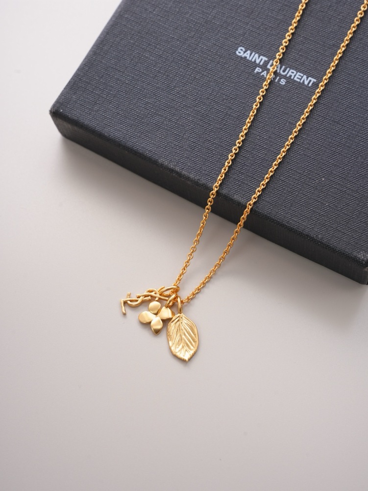 SAINT LAURENT MULTI-CHARM GOLD-TONE NECKLACE