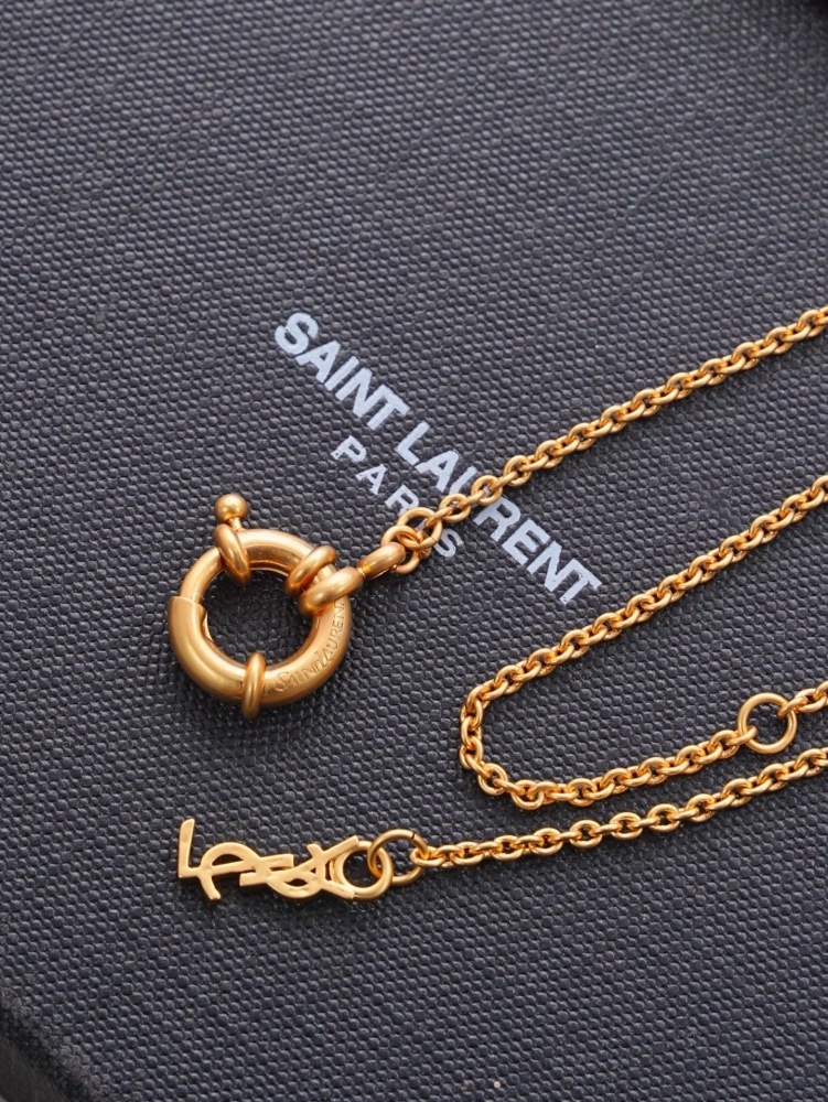 SAINT LAURENT MULTI-CHARM GOLD-TONE NECKLACE