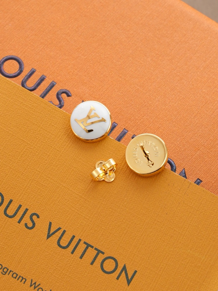 LOUIS VUITTON ENAMEL MONOGRAM STUD EARRINGS