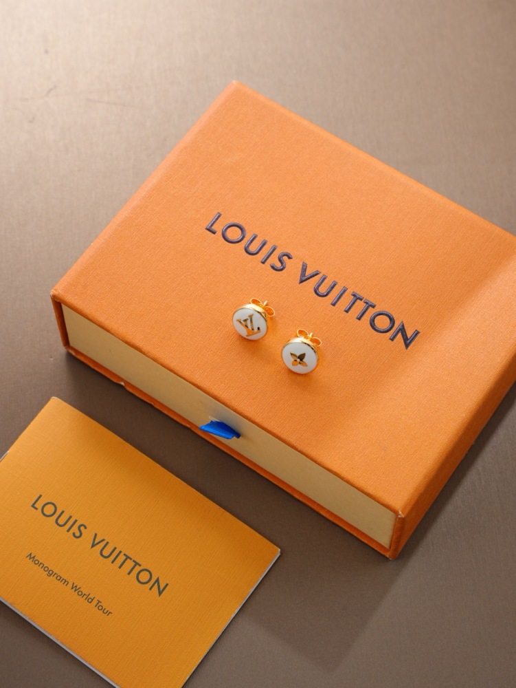 LOUIS VUITTON ENAMEL MONOGRAM STUD EARRINGS