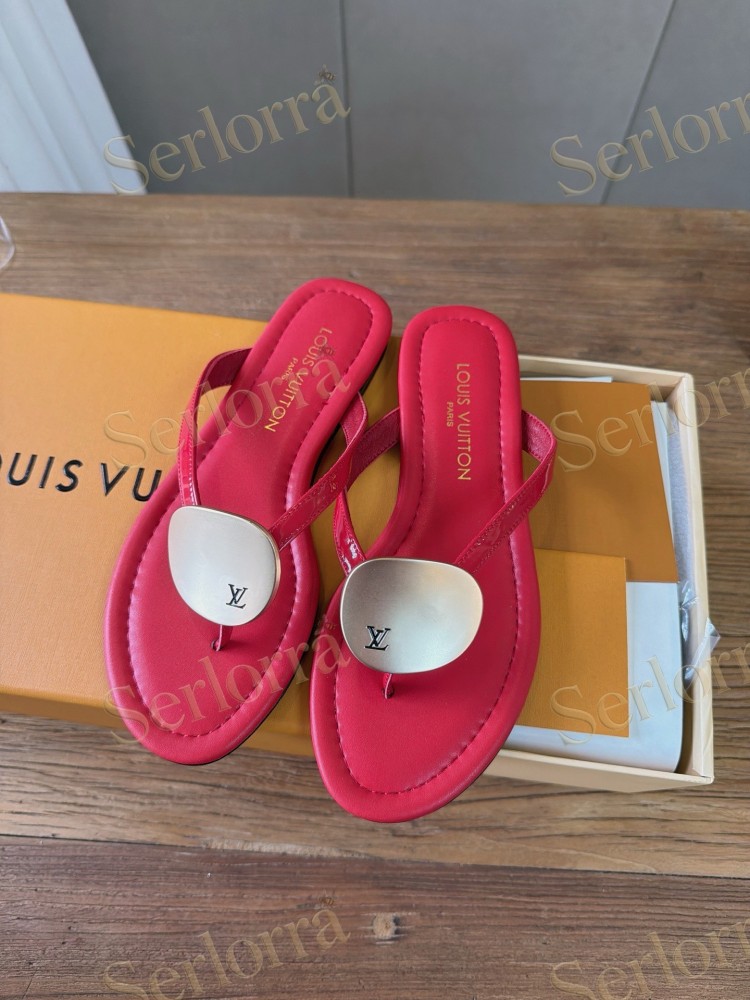 LOUIS VUITTON CAPRI HEELED THONG SANDAL RED