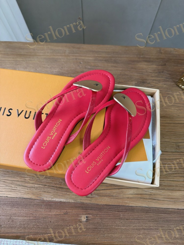 LOUIS VUITTON CAPRI HEELED THONG SANDAL RED