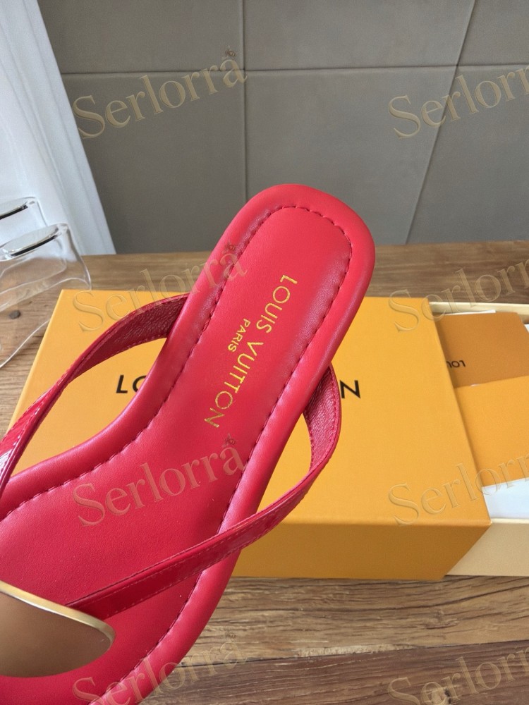LOUIS VUITTON CAPRI HEELED THONG SANDAL RED