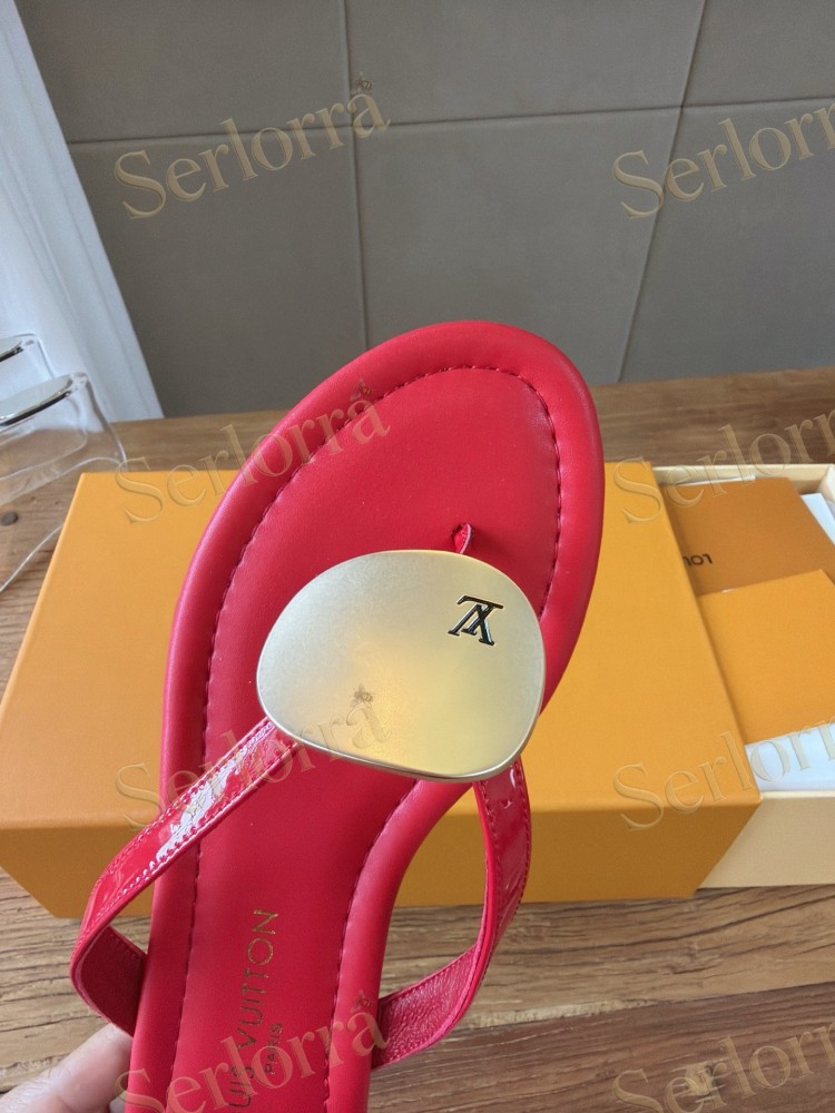 LOUIS VUITTON CAPRI HEELED THONG SANDAL RED