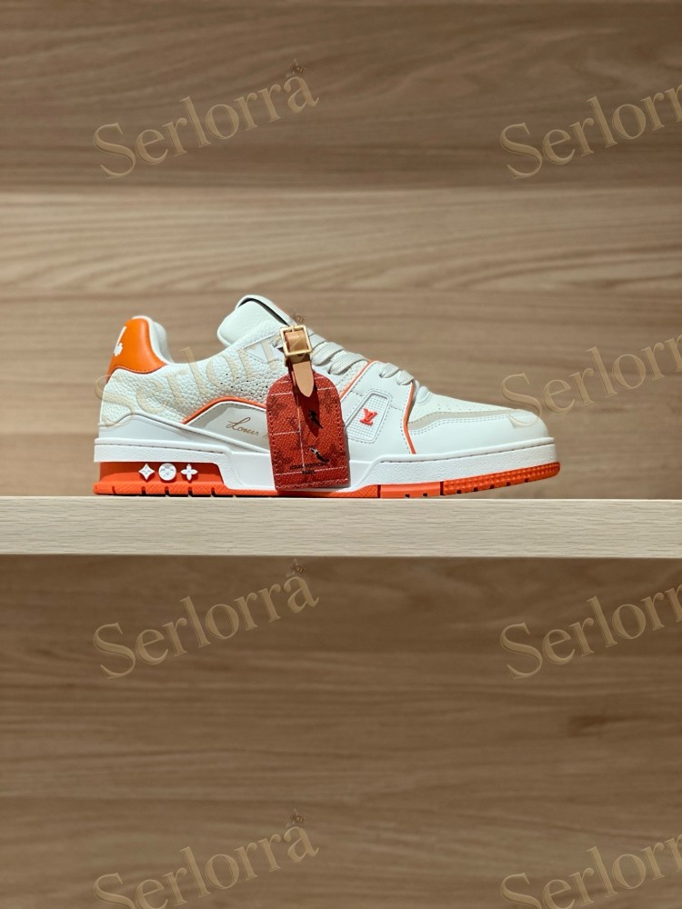 LOUIS VUITTON LV TRAINER SNEAKER WHITE ORANGE