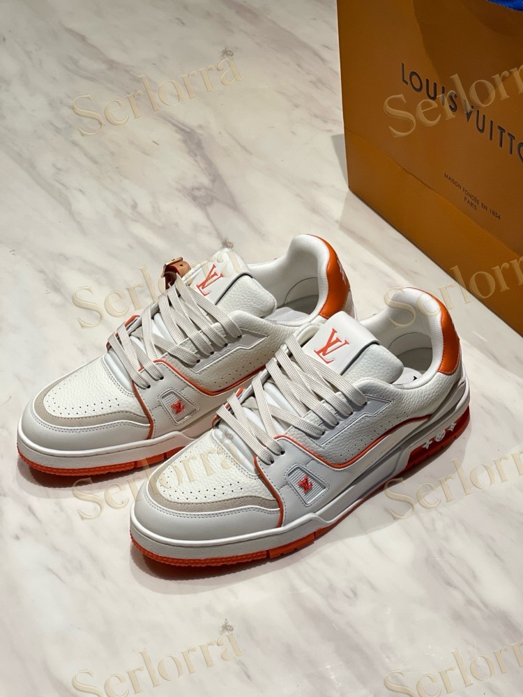 LOUIS VUITTON LV TRAINER SNEAKER WHITE ORANGE