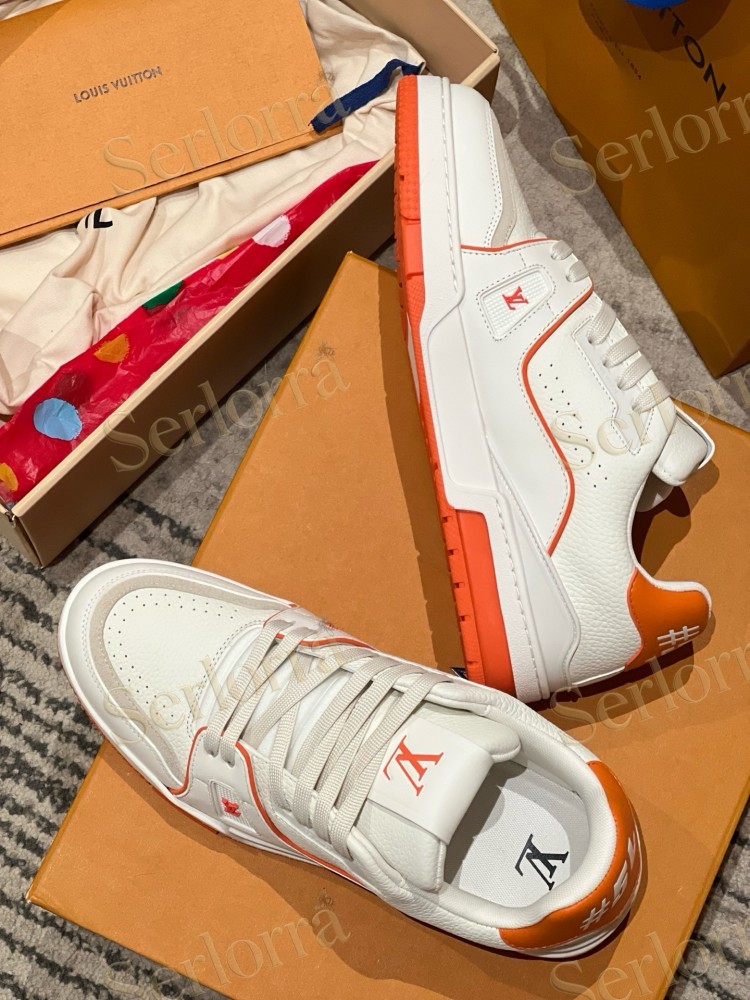 LOUIS VUITTON LV TRAINER SNEAKER WHITE ORANGE