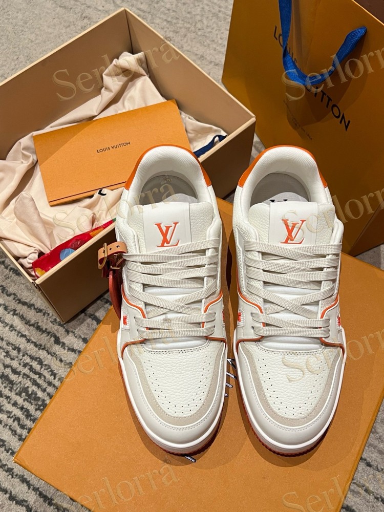 LOUIS VUITTON LV TRAINER SNEAKER WHITE ORANGE