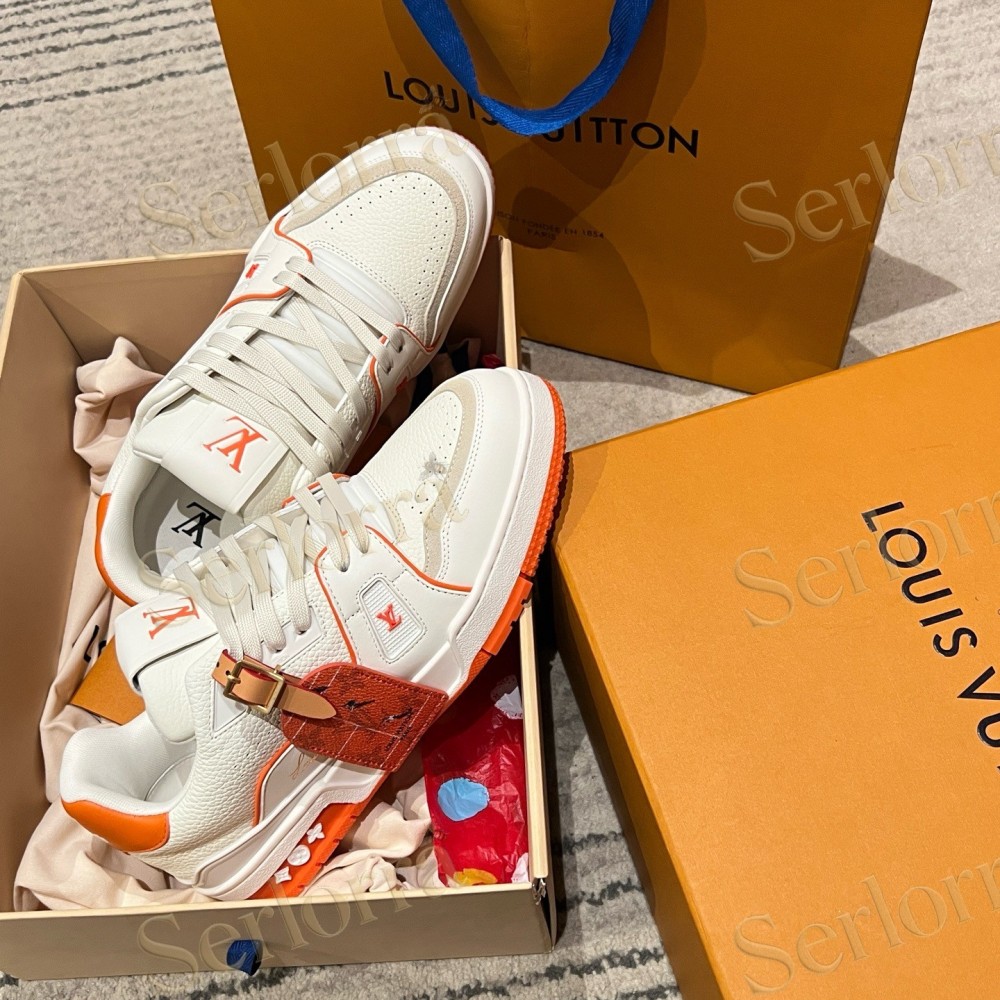 LOUIS VUITTON LV TRAINER SNEAKER WHITE ORANGE