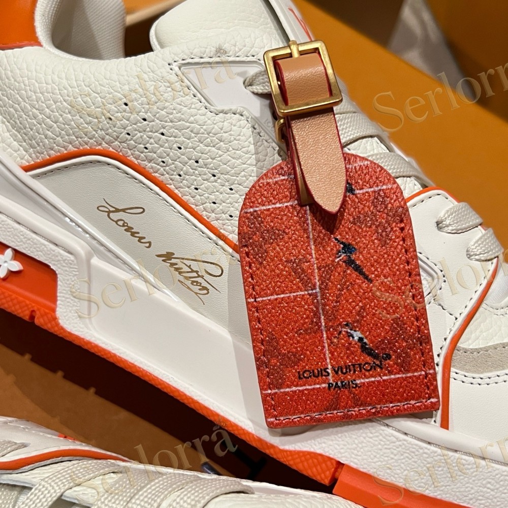 LOUIS VUITTON LV TRAINER SNEAKER WHITE ORANGE