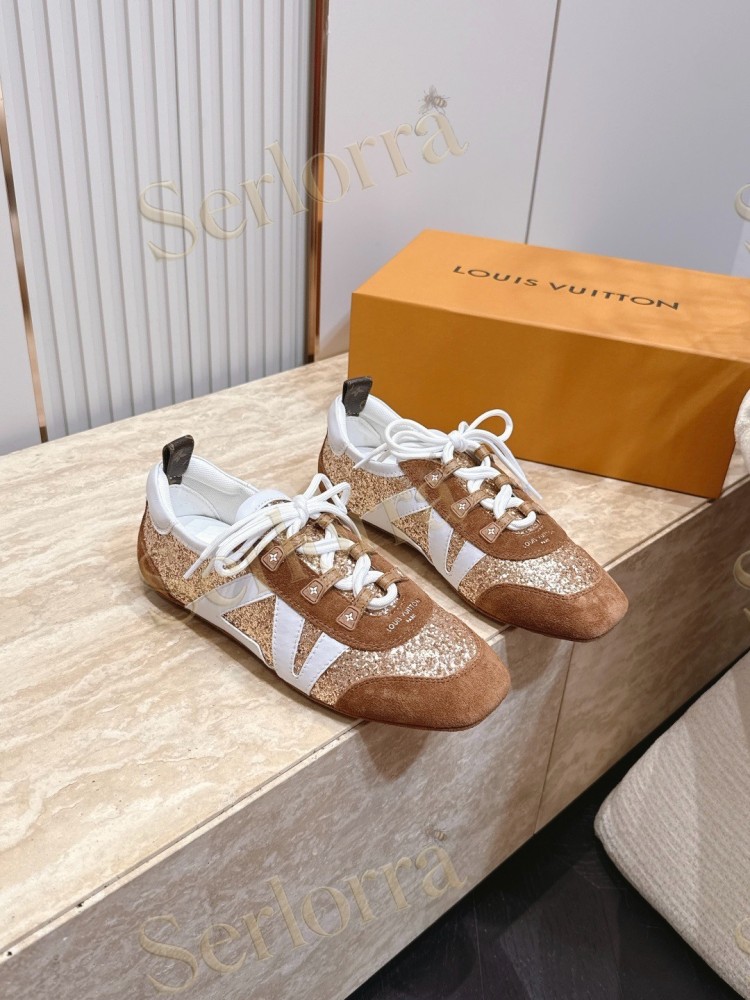 LOUIS VUITTON SNEAKERINA SNEAKERS GOLD GLITTER BROWN