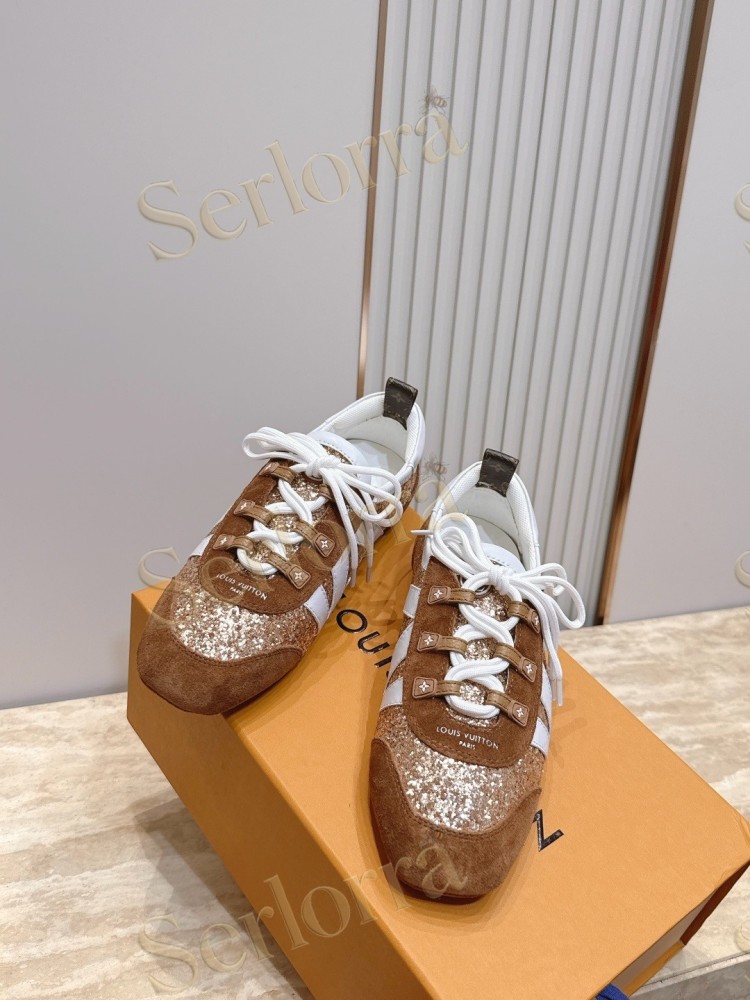 LOUIS VUITTON SNEAKERINA SNEAKERS GOLD GLITTER BROWN
