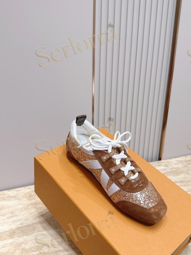 LOUIS VUITTON SNEAKERINA SNEAKERS GOLD GLITTER BROWN