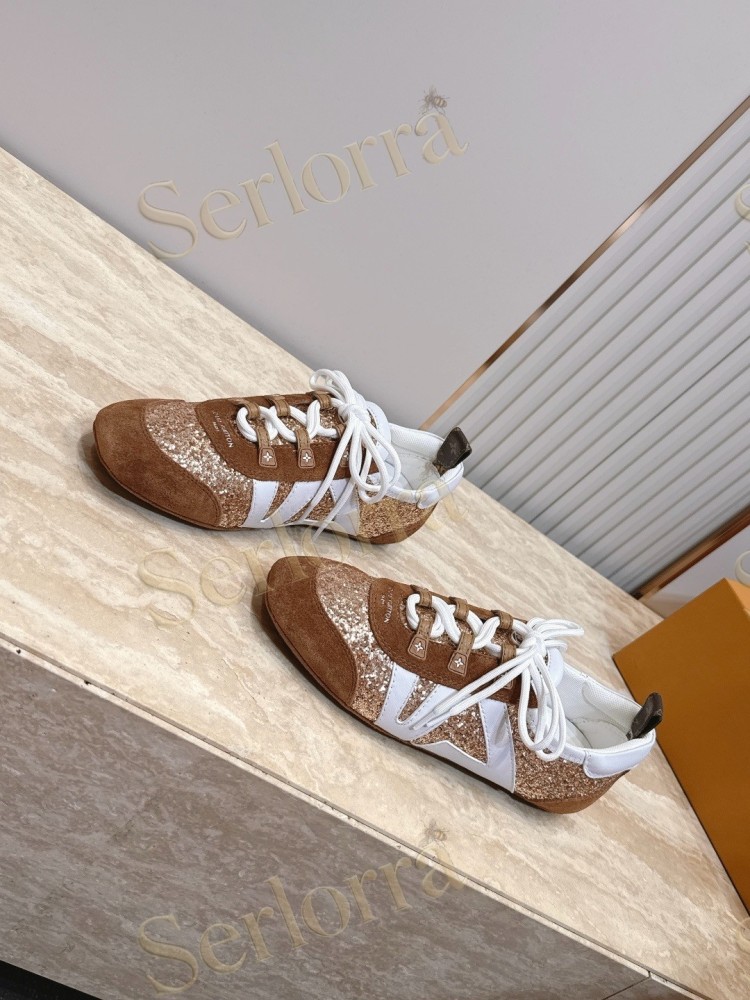 LOUIS VUITTON SNEAKERINA SNEAKERS GOLD GLITTER BROWN