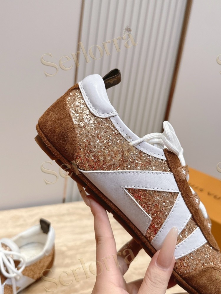 LOUIS VUITTON SNEAKERINA SNEAKERS GOLD GLITTER BROWN