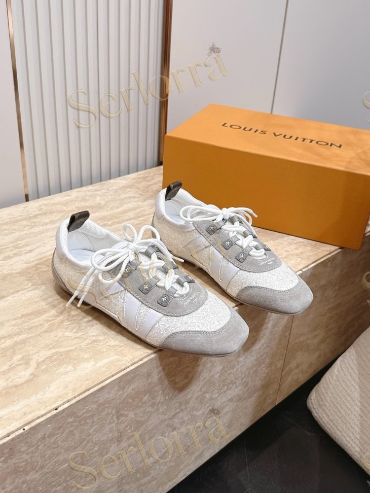 LOUIS VUITTON SNEAKERINA SNEAKERS WHITE GLITTER GREY