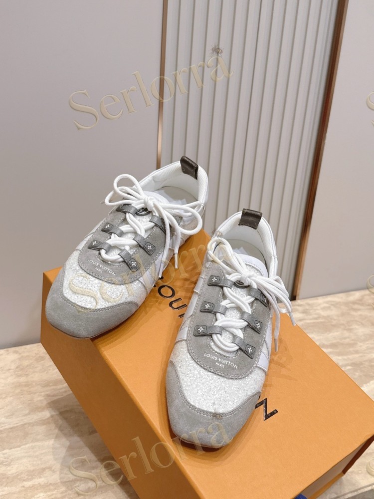 LOUIS VUITTON SNEAKERINA SNEAKERS WHITE GLITTER GREY
