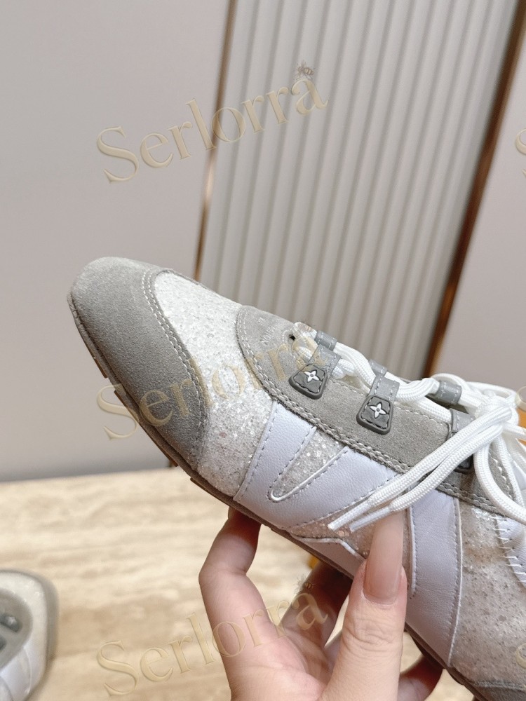 LOUIS VUITTON SNEAKERINA SNEAKERS WHITE GLITTER GREY