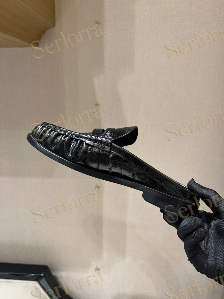SAINT LAURENT LEATHER LOAFER MULES