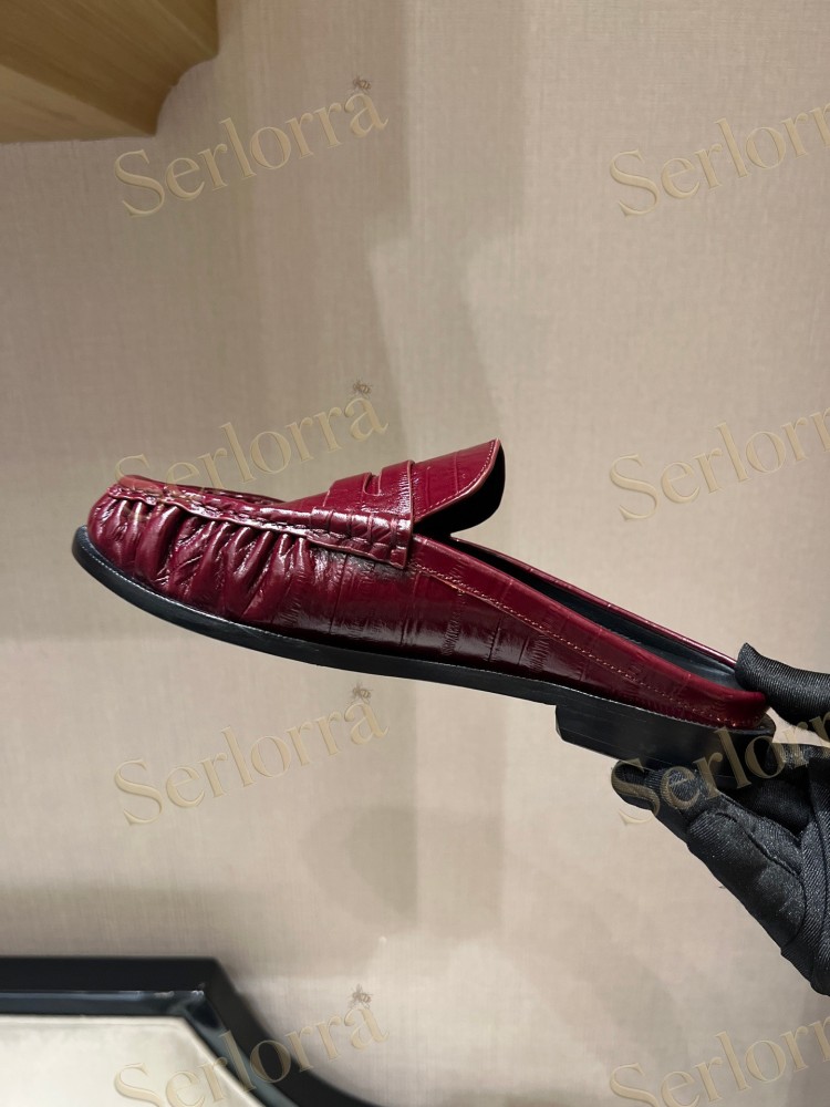 SAINT LAURENT LEATHER LOAFER MULES