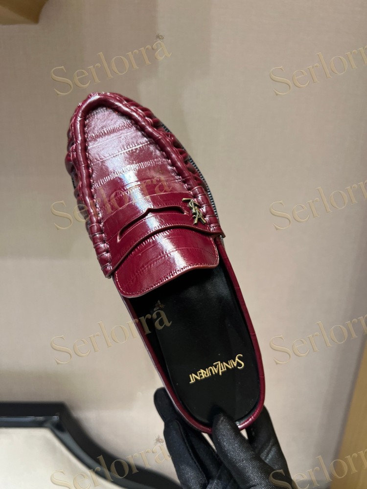 SAINT LAURENT LEATHER LOAFER MULES