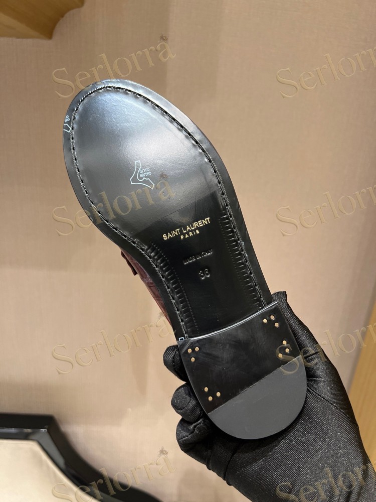 SAINT LAURENT LEATHER LOAFER MULES