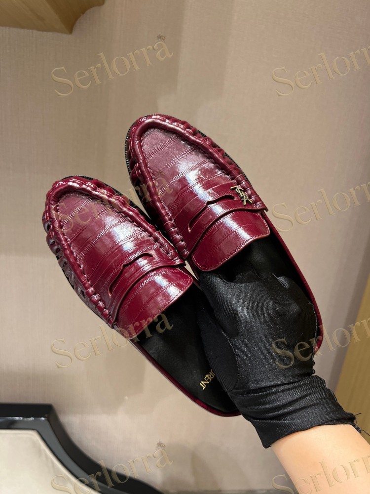SAINT LAURENT LEATHER LOAFER MULES