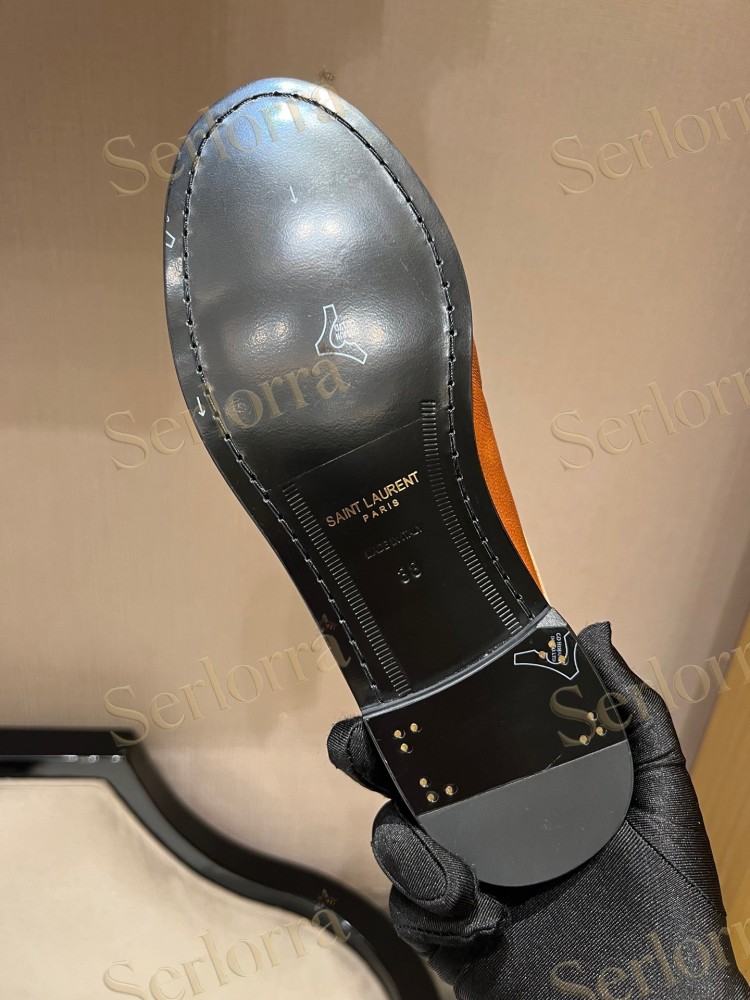 SAINT LAURENT LEATHER LOAFER MULES