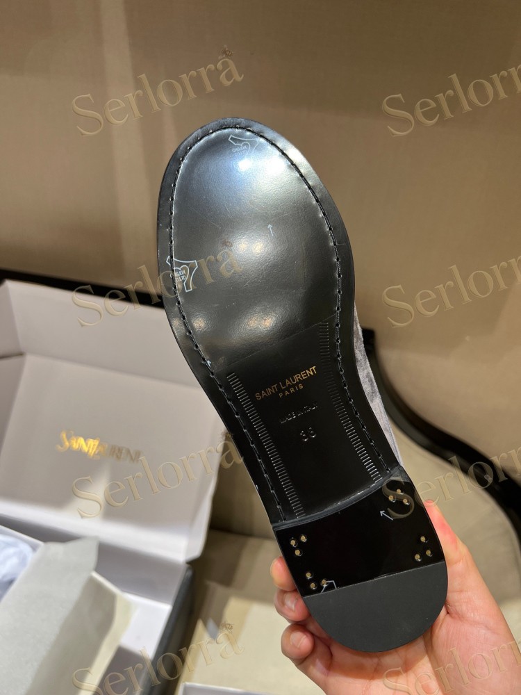 SAINT LAURENT LEATHER LOAFER MULES