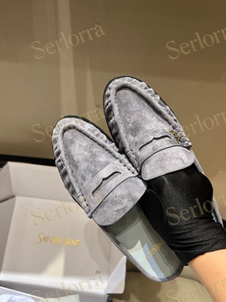 SAINT LAURENT LEATHER LOAFER MULES