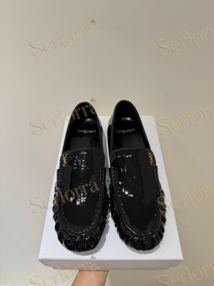 SAINT LAURENT LEATHER LOAFER MULES