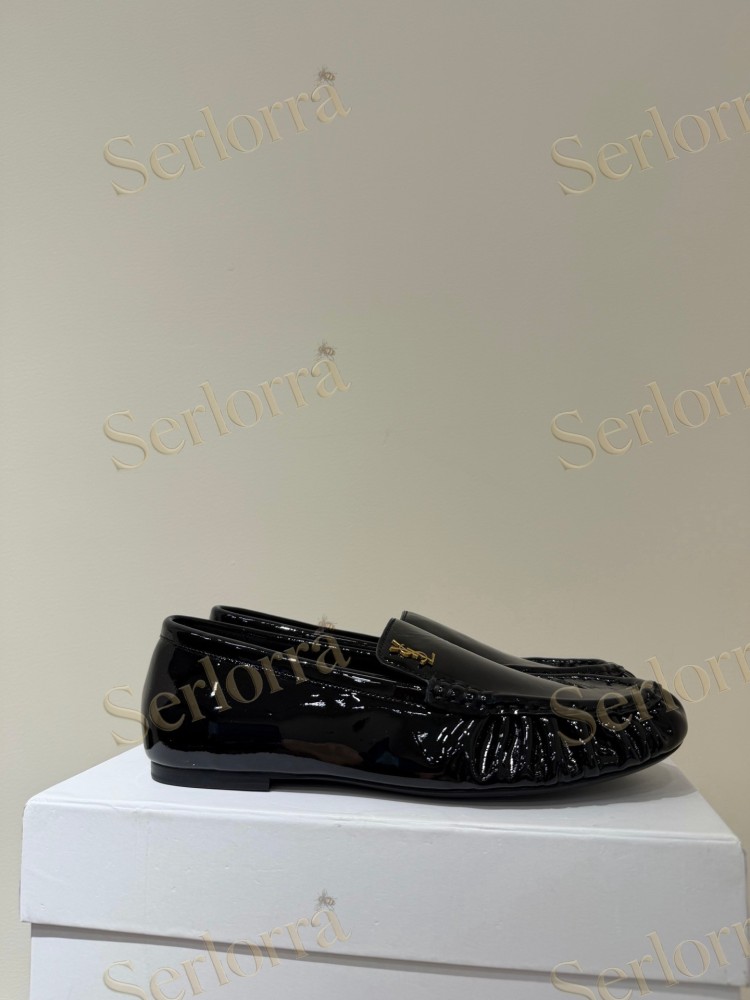SAINT LAURENT LEATHER LOAFER MULES
