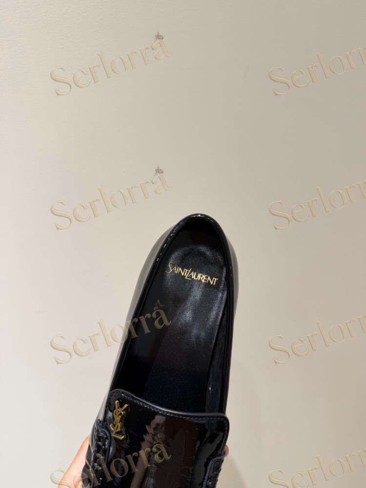 SAINT LAURENT LEATHER LOAFER MULES
