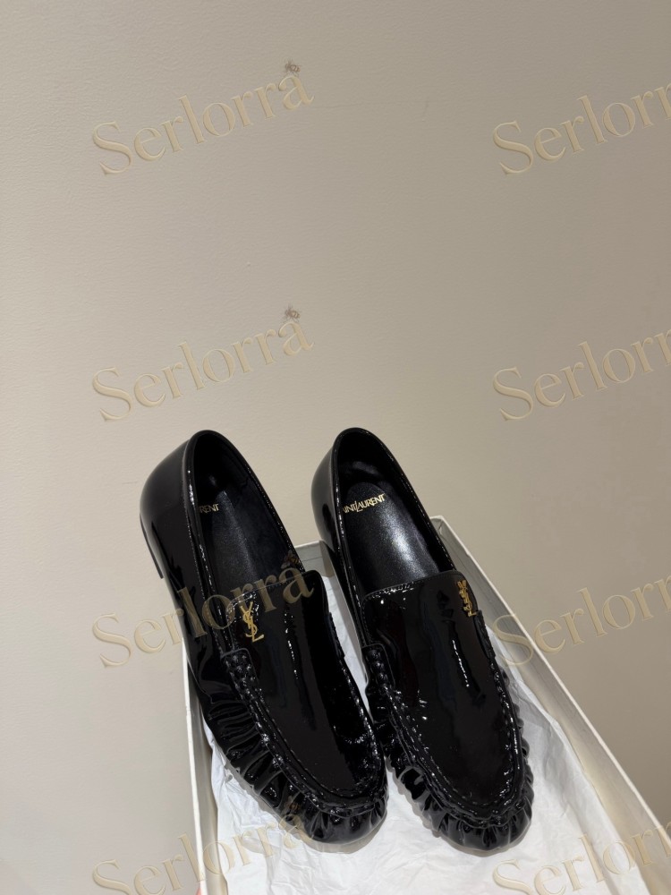 SAINT LAURENT LEATHER LOAFER MULES