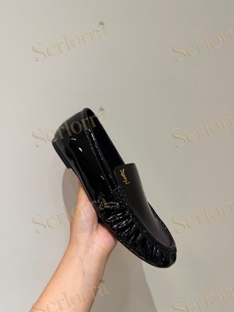 SAINT LAURENT LEATHER LOAFER MULES