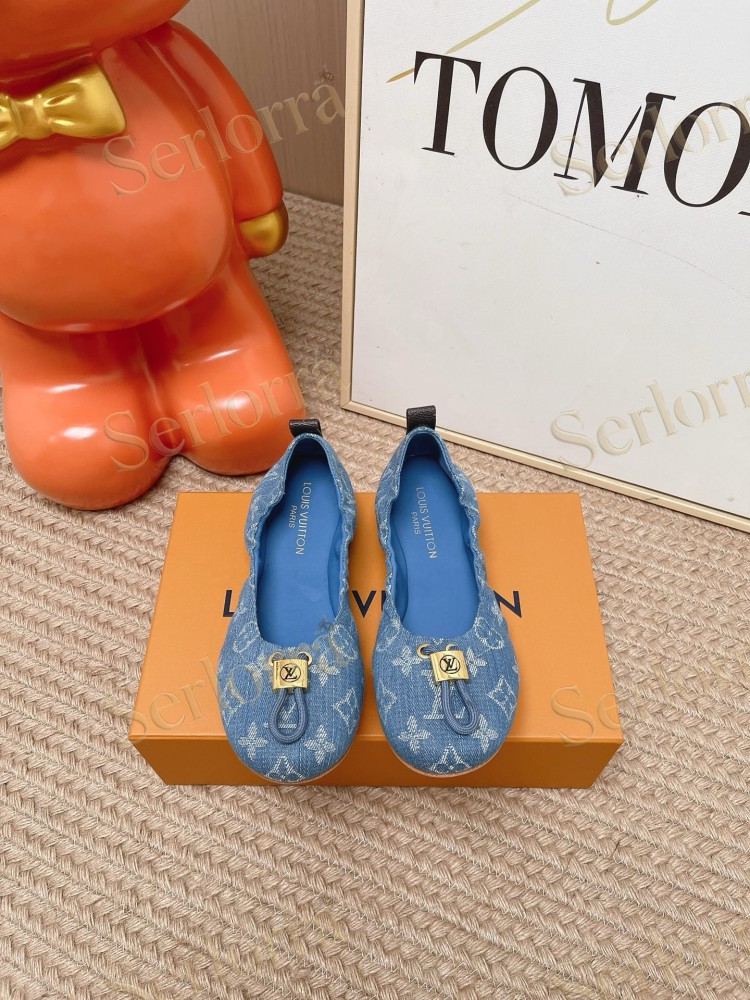 LOUIS VUITTON MONOGRAM BLUE DENIM BALLET FLATS